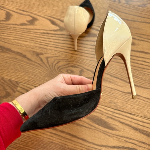Schultz black and cream suede and patent leather heels size 7 - Picture 3 of 11